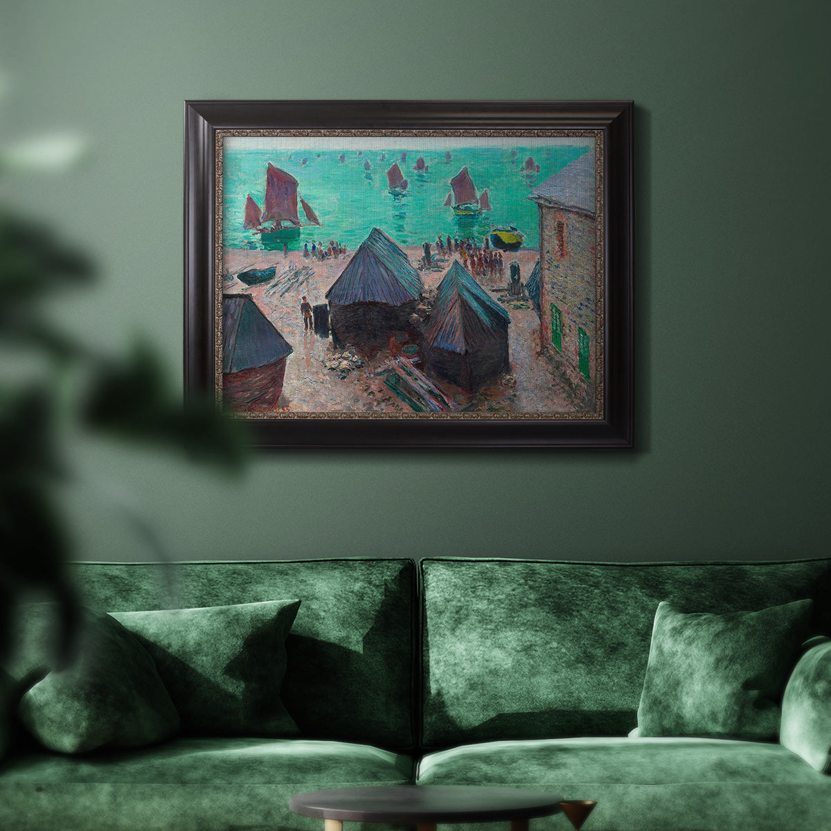 The Departure of the Boats Etretat - Ornate Framed Canvas Print