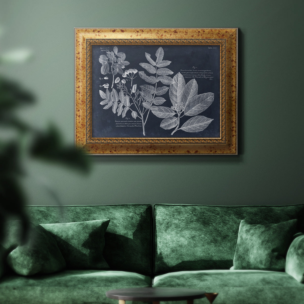 Foliage on Navy V Premium Framed Canvas- Ready to Hang