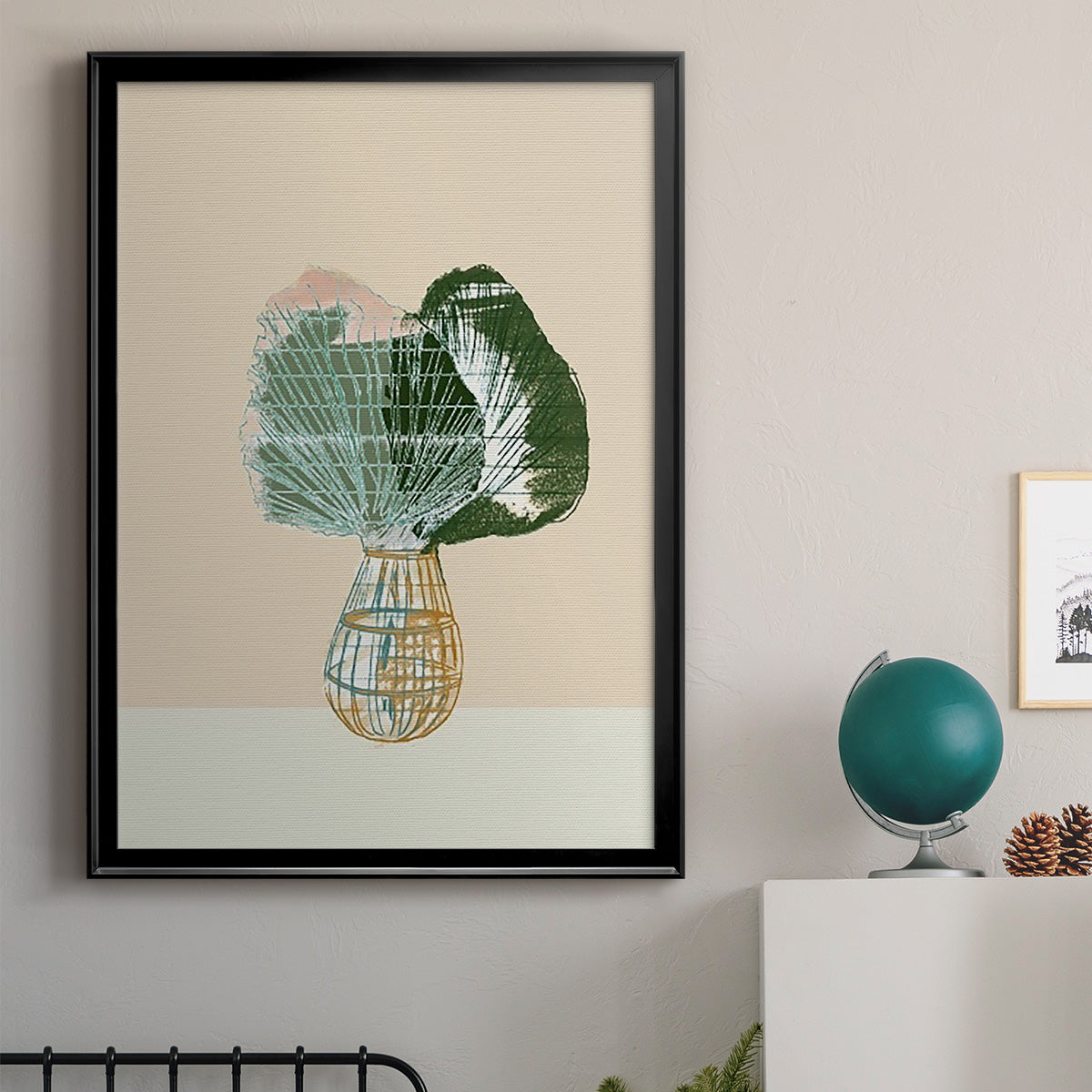 Woven Tropical Leaf II - Modern Framed Canvas Print