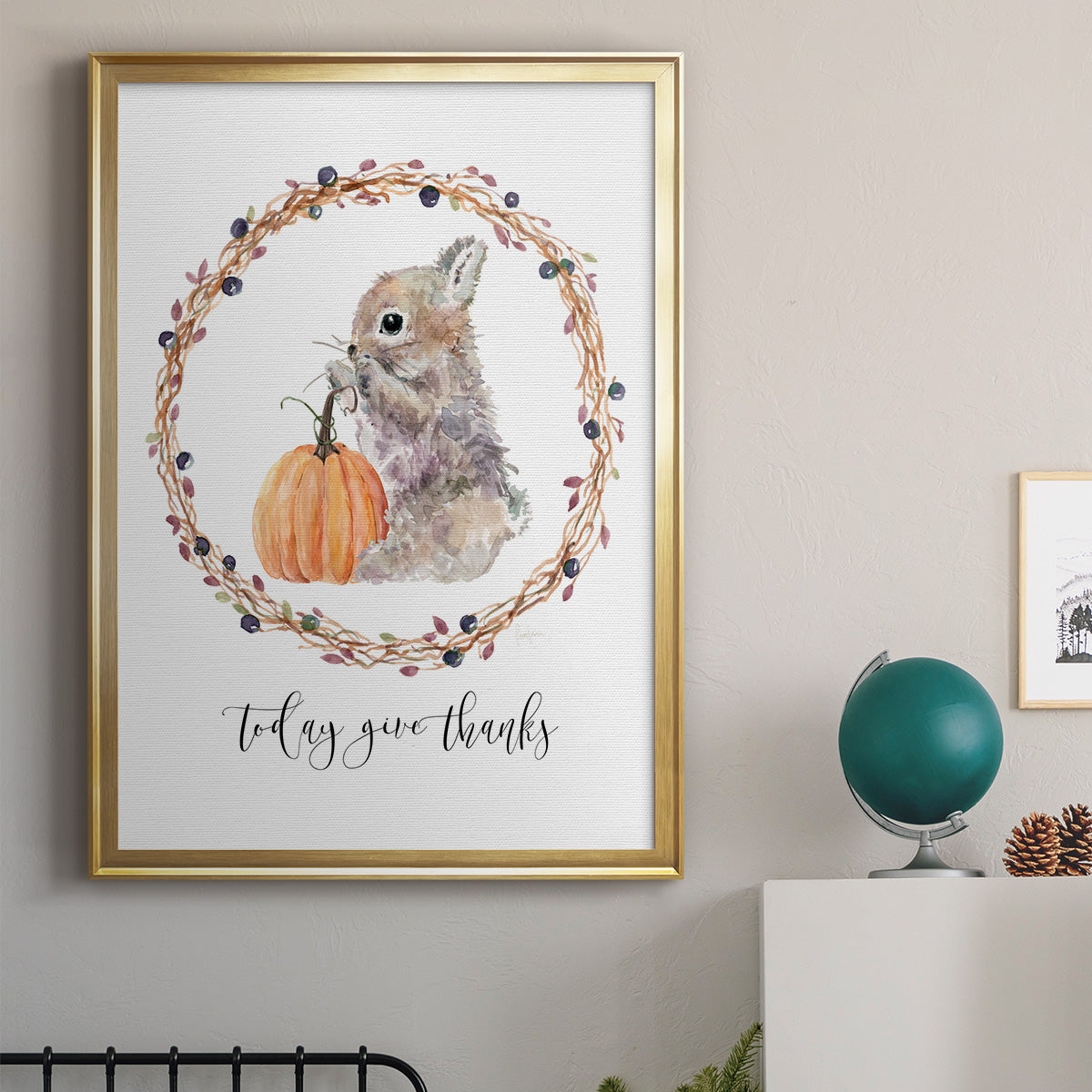 Harvest Home Bunny - Modern Framed Canvas Print