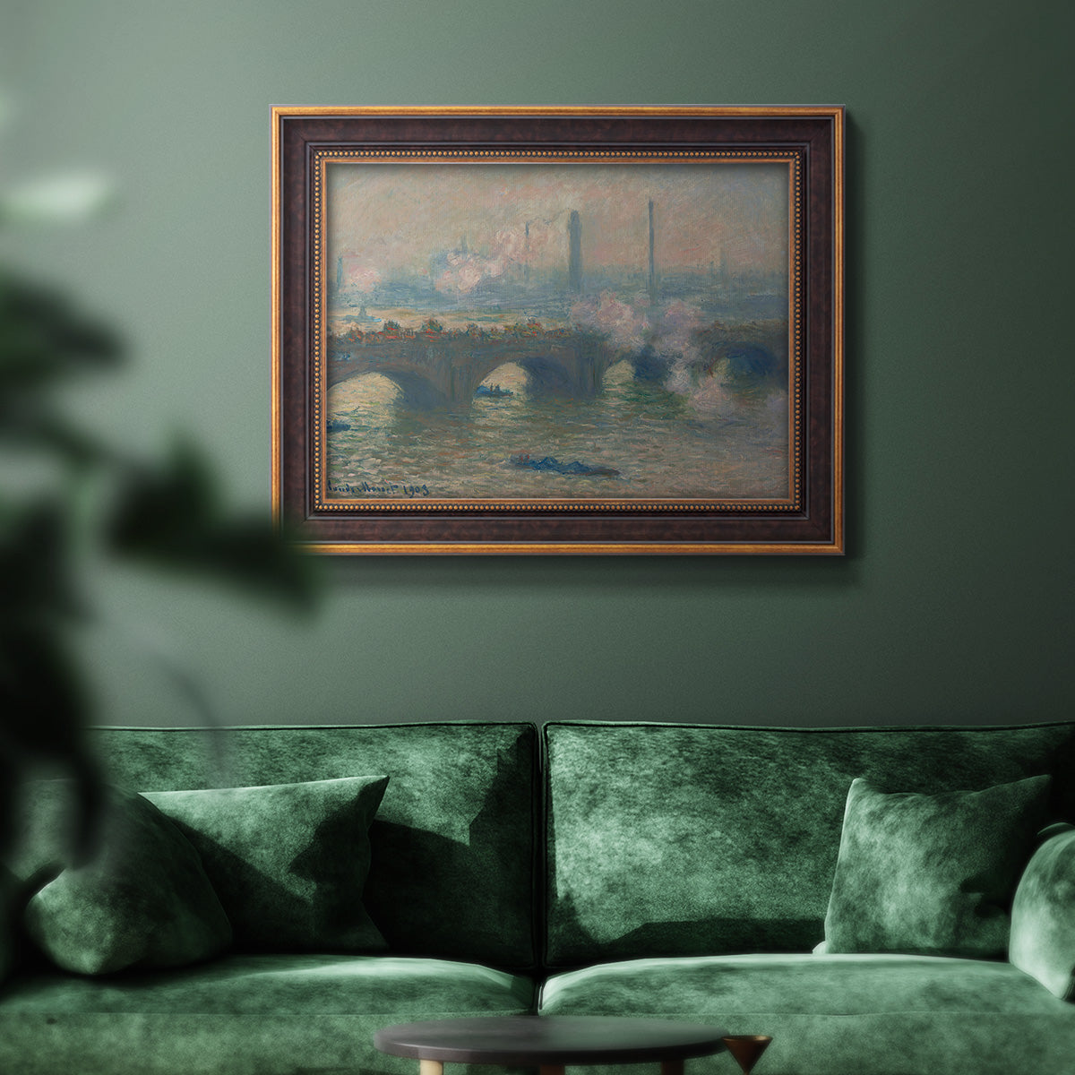 Waterloo Bridge, Gray Day - Ornate Framed Canvas Print