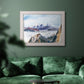 Impressionist alpine mountain landscape by John Singer Sargent in an ornate weathered white frame displayed in a dark-toned interior setting.