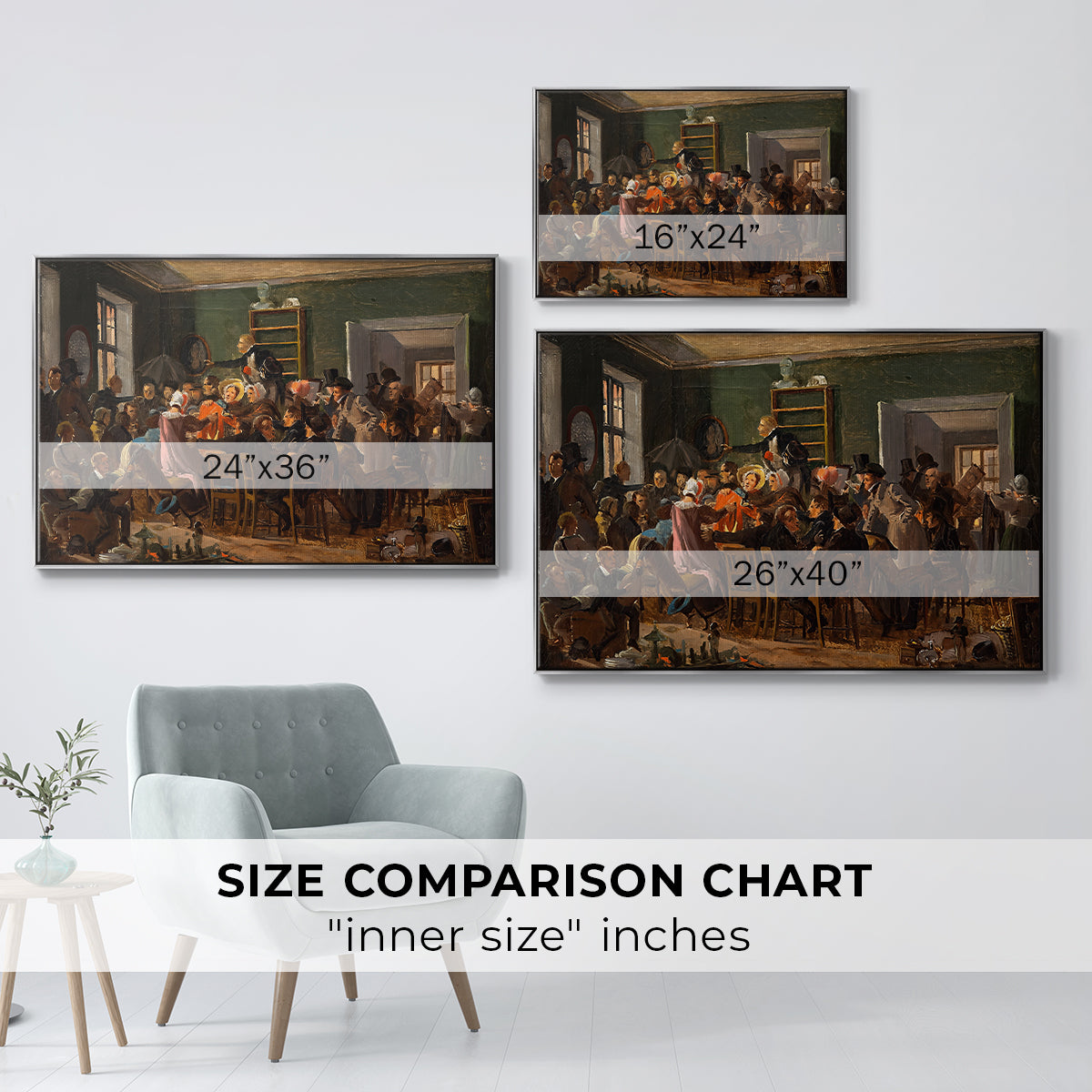 An Auction Scene, 1835 - Floater Framed Canvas Print
