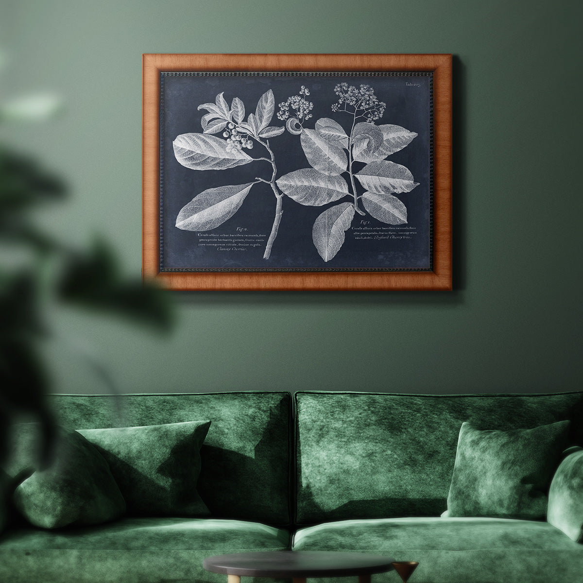 Foliage on Navy IV Premium Framed Canvas- Ready to Hang