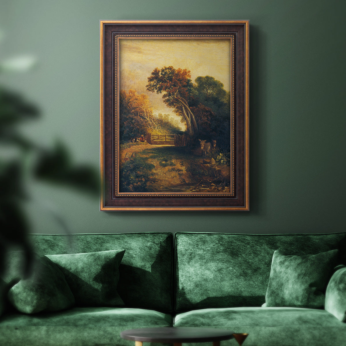 Landscape with Picnickers and Donkeys - Ornate Framed Canvas Print