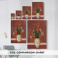 Size comparison chart for canvas art prints, showing multiple size options.