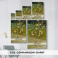 Size comparison chart for canvas art prints, showing multiple size options.