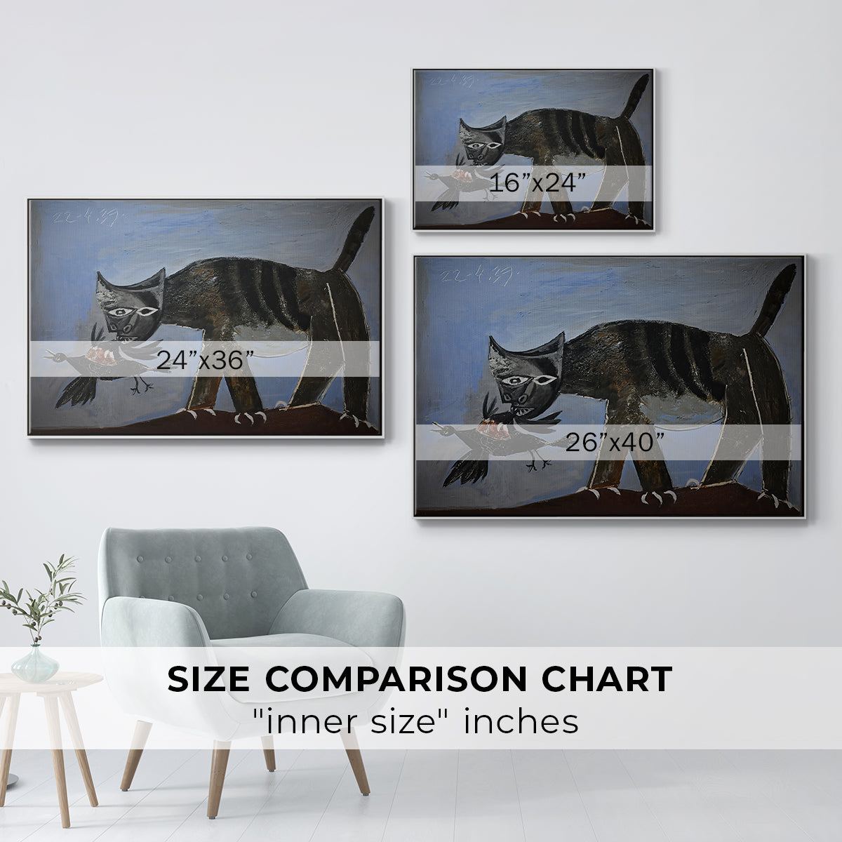 Cat Catching a Bird, 1939 - Floater Framed Canvas Print