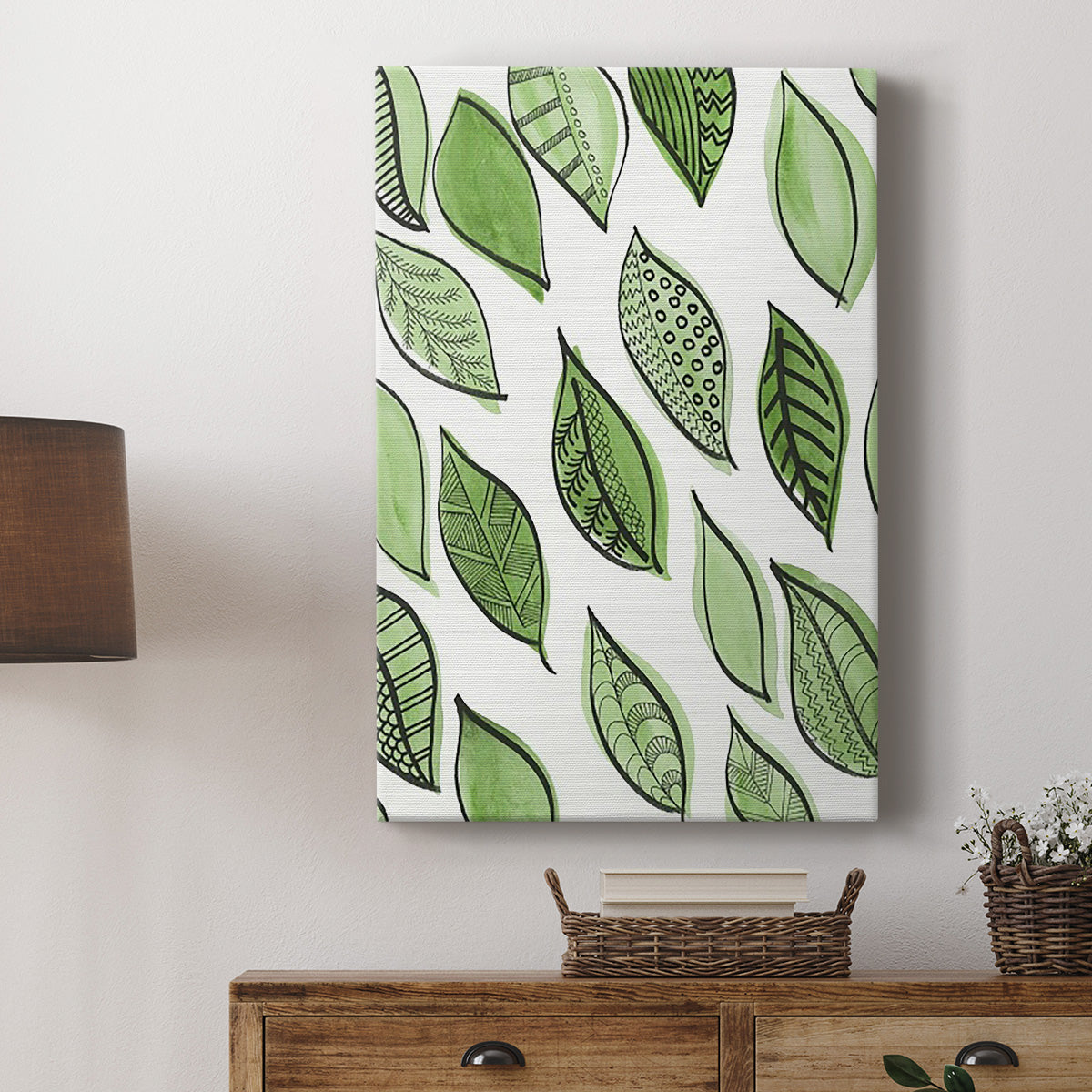 Patterned Leaf Shapes IV - Canvas Art Print