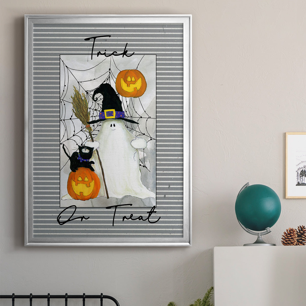 Trick or Treat Ghost - Modern Framed Canvas Print