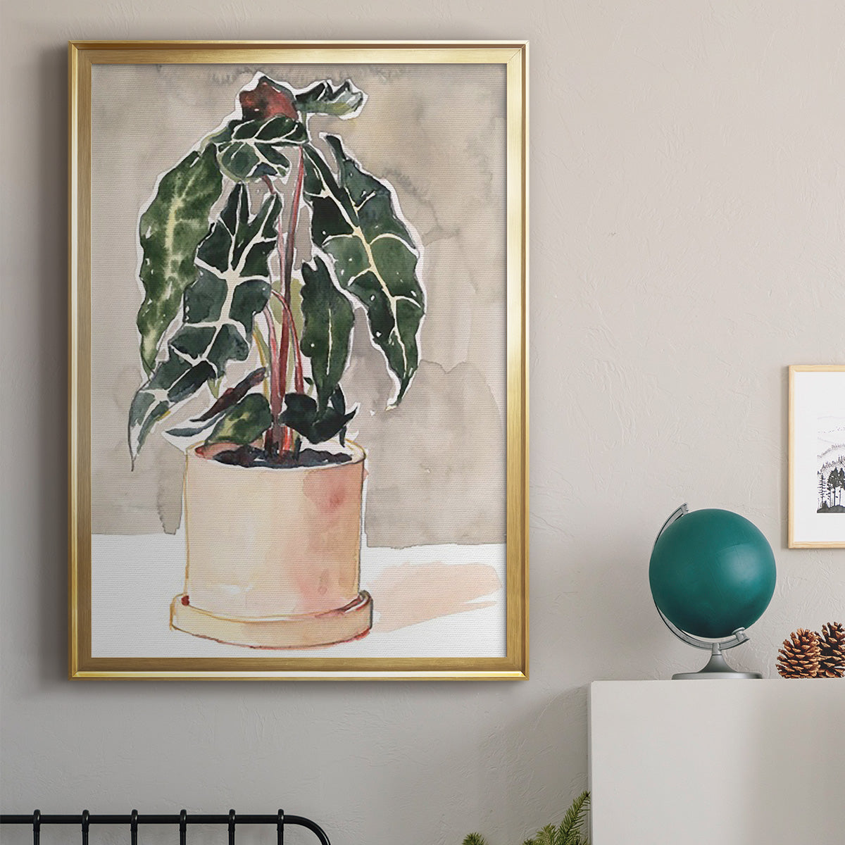 Potted Houseplant I - Modern Framed Canvas Print