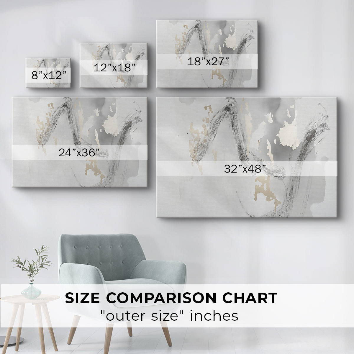 Abstract wall art blending soft tones with bold brush strokes in a contemporary setting