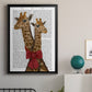 Giraffes and Bow - Modern Framed Canvas Print