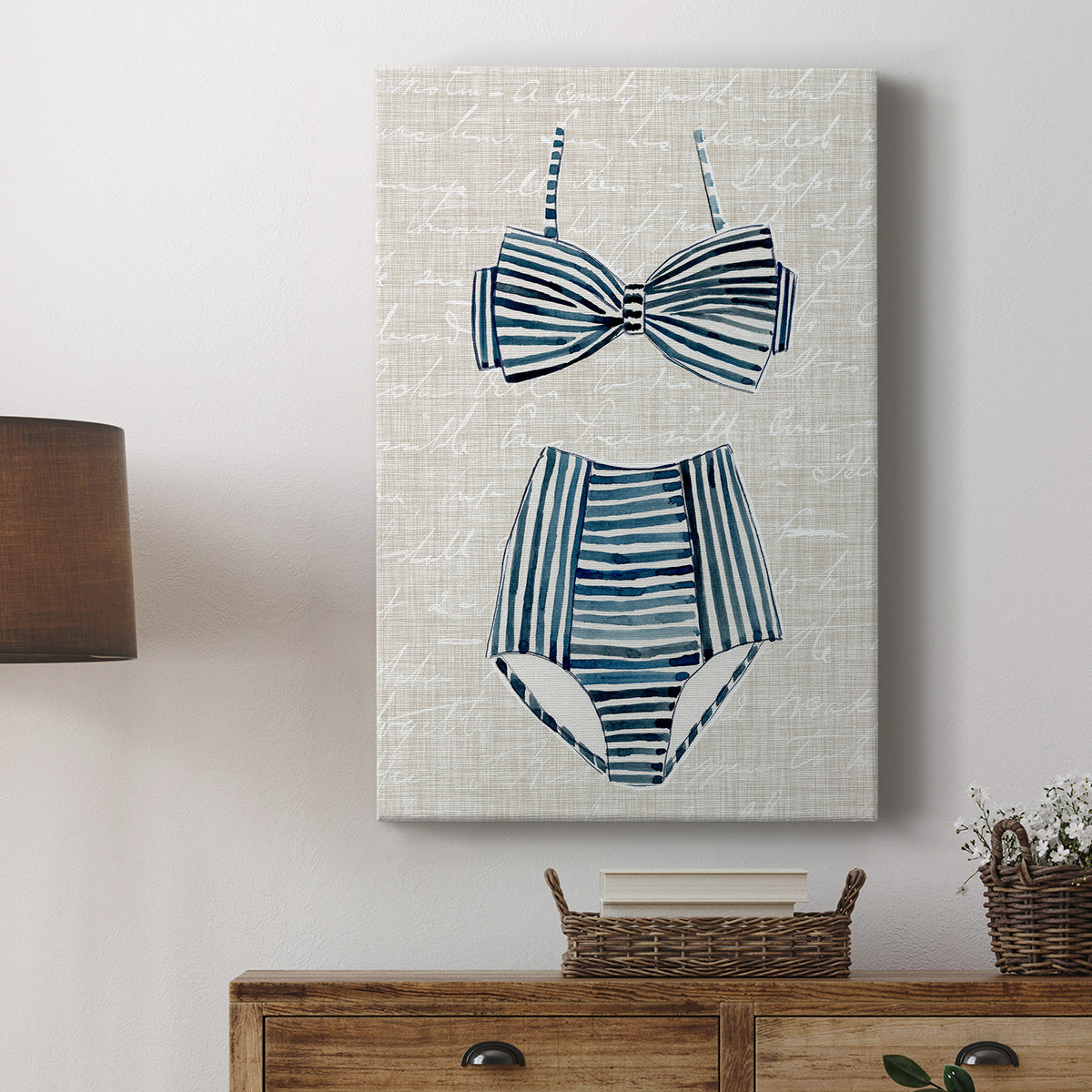 Vintage Swimming IV Premium Gallery Wrapped Canvas - Ready to Hang