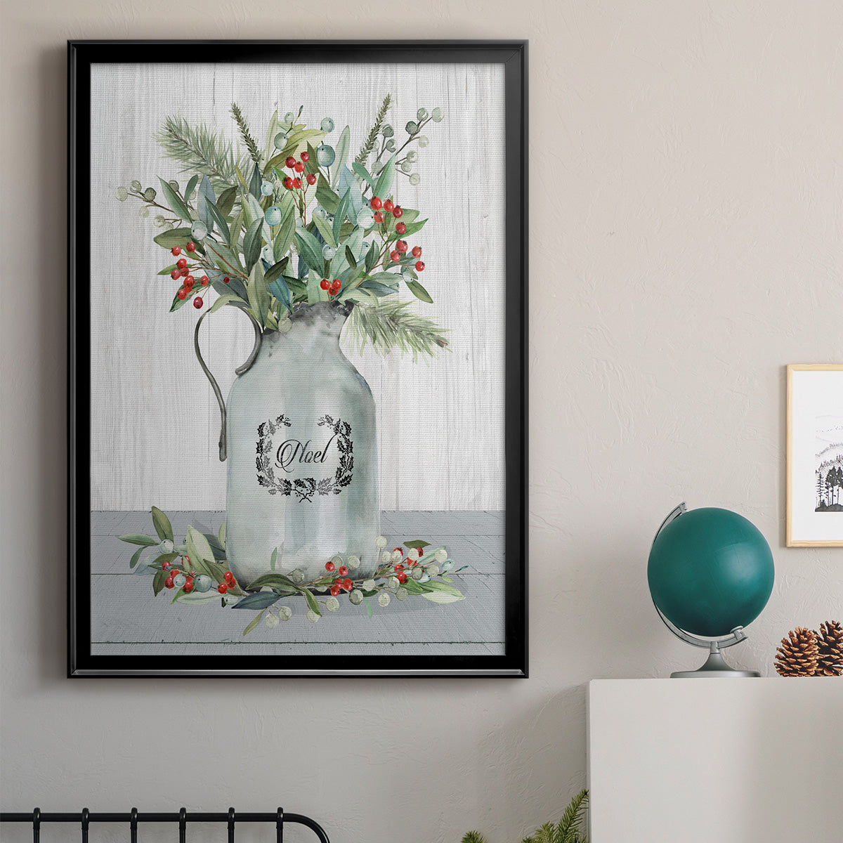 Farmhouse Christmas Noel - Modern Framed Canvas Print