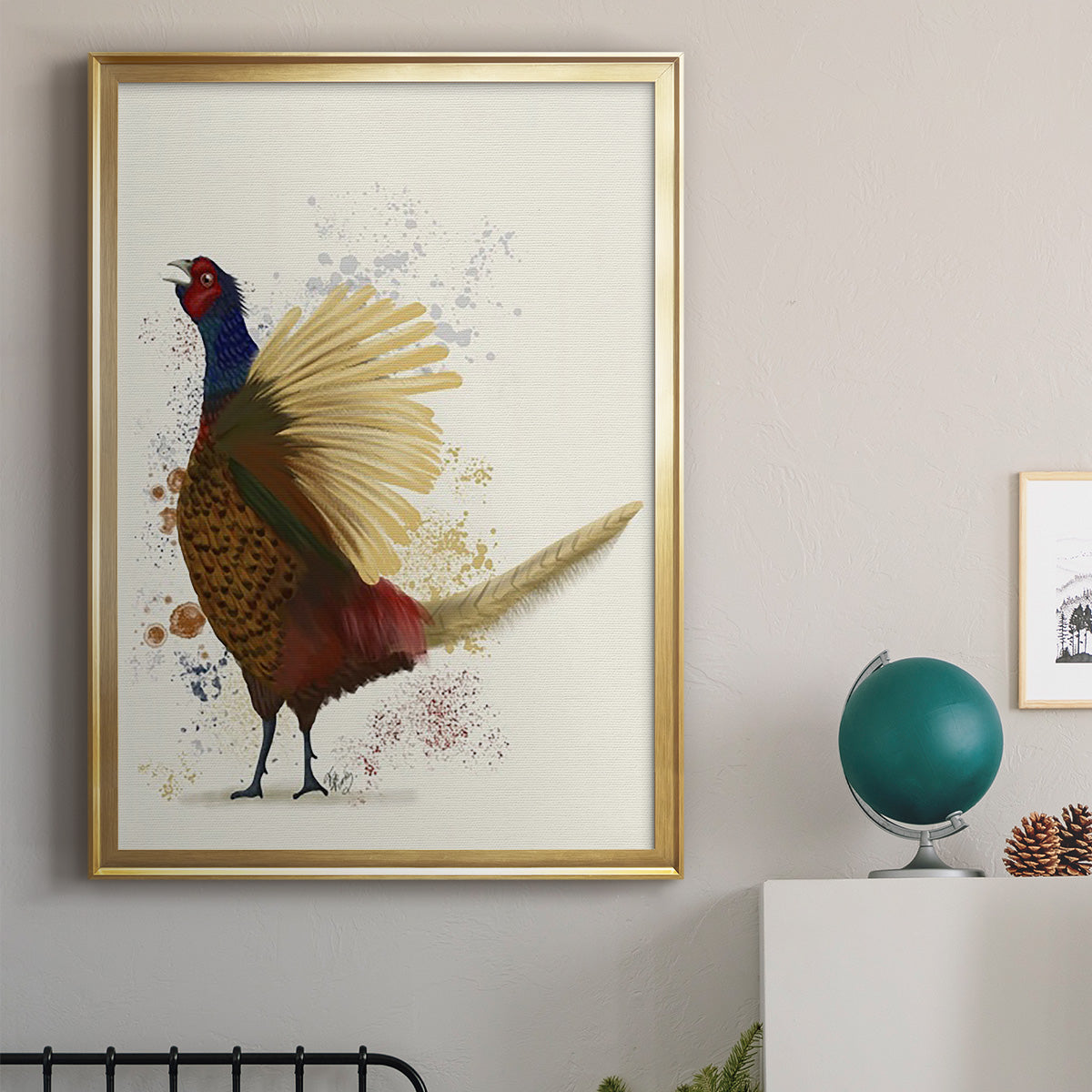 Pheasant Splash 8 - Modern Framed Canvas Print