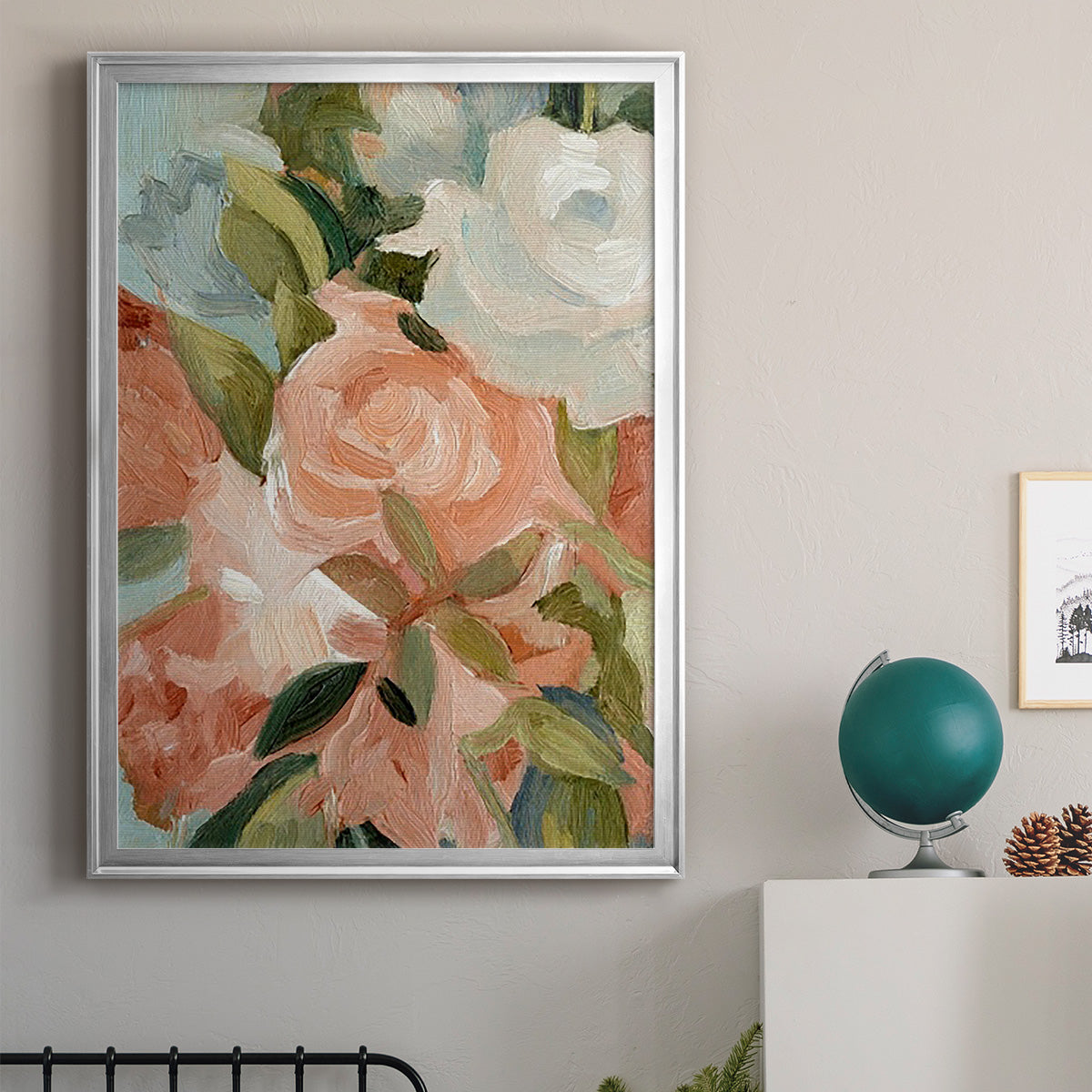 Bouquet Scatter III - Modern Framed Canvas Print