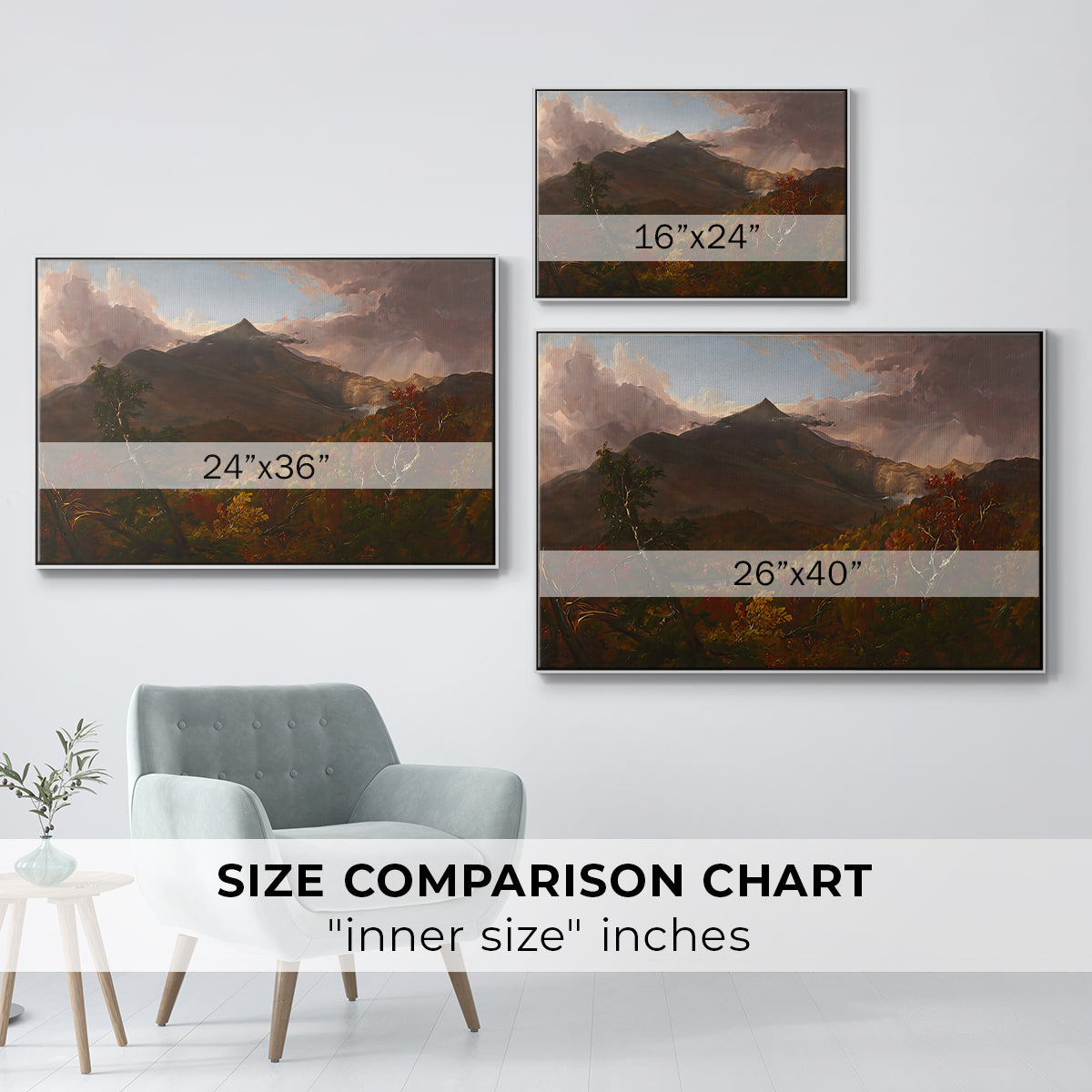 View of Schroon Mountain, Essex County, New York, After a Storm, 1838 - Floater Framed Canvas Print