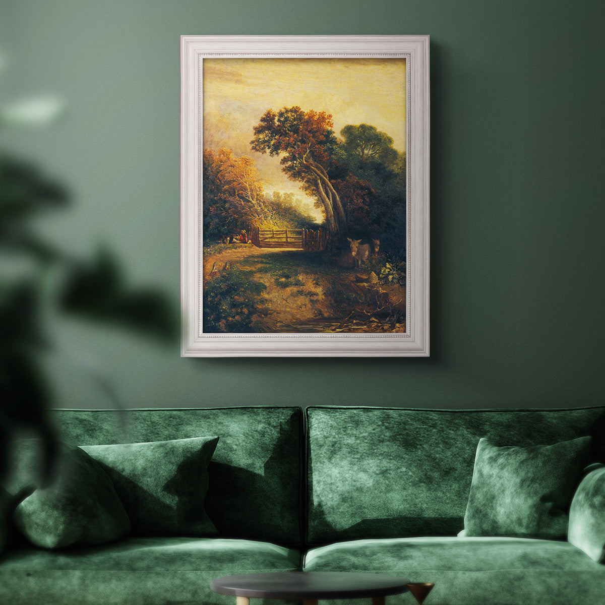 Landscape with Picnickers and Donkeys - Ornate Framed Canvas Print