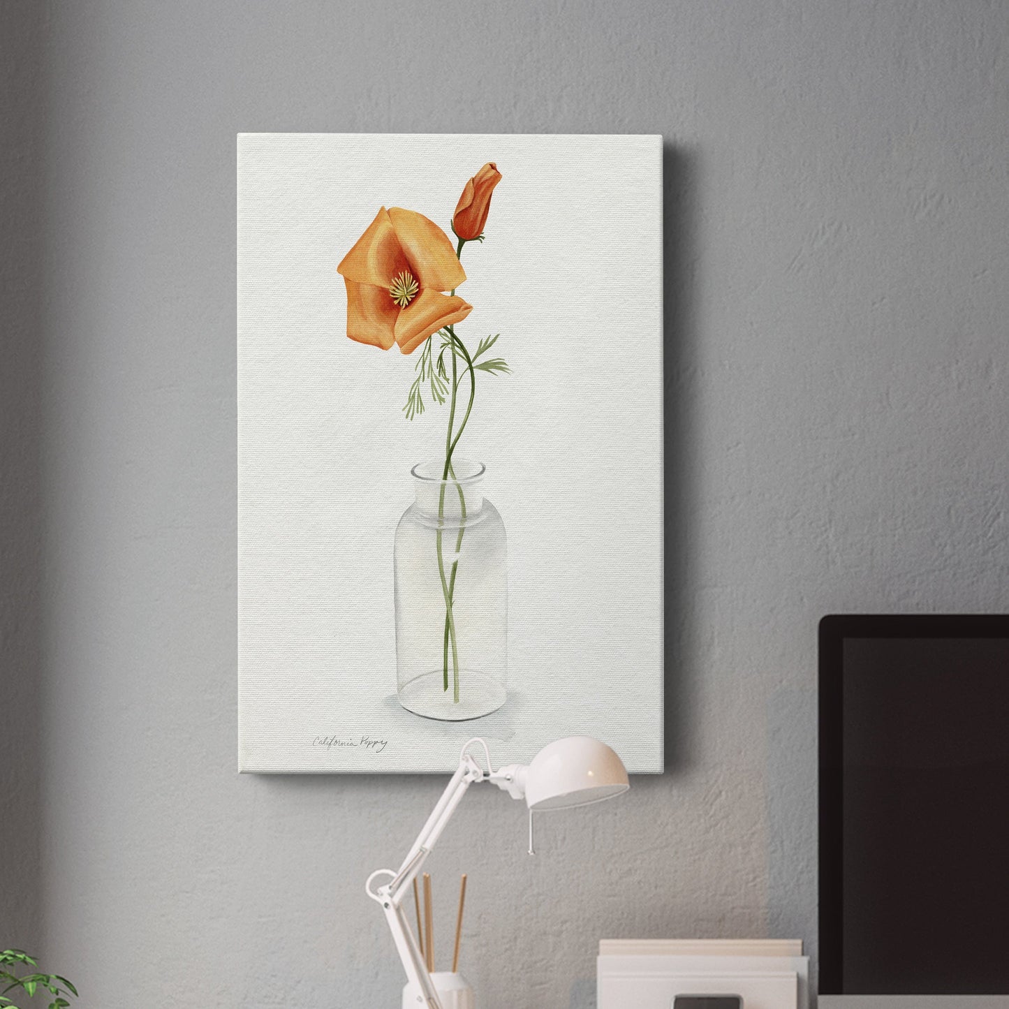 California Poppy Vase I Premium Gallery Wrapped Canvas - Ready to Hang