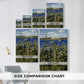 Size comparison chart for canvas art prints, showing multiple size options.