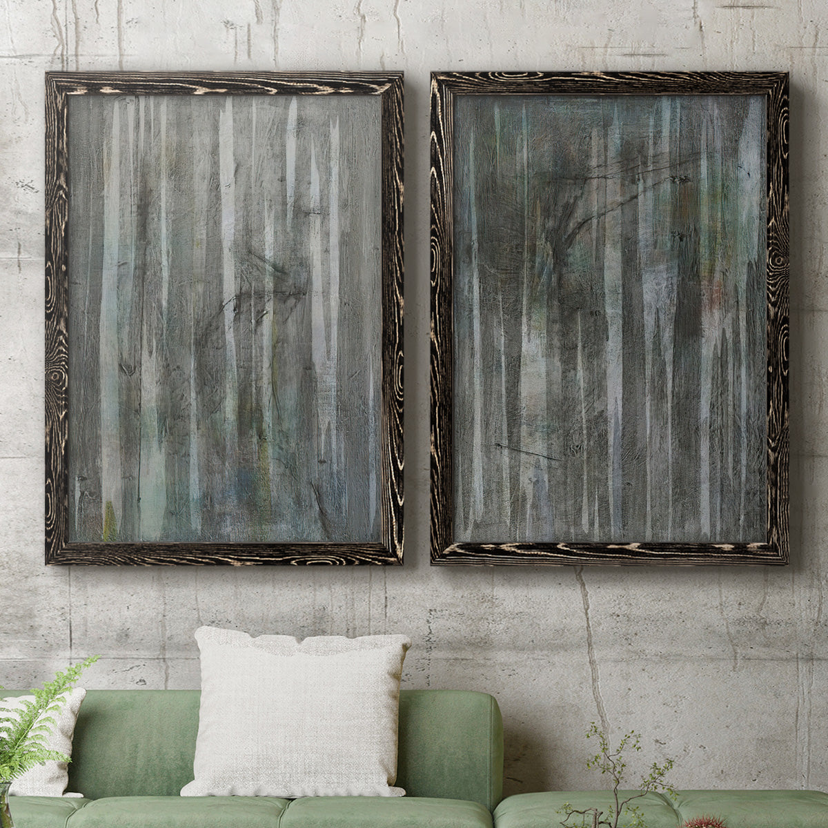 Birch Forest Abstracts I - Premium Framed Canvas 2 Piece Set - Ready to Hang