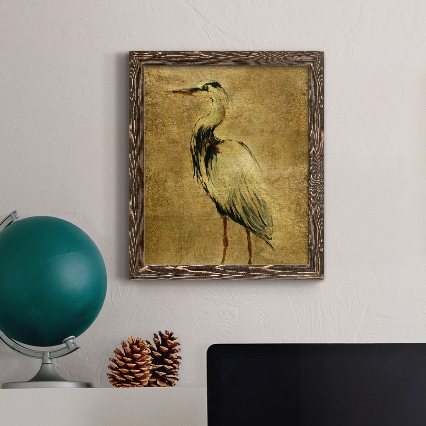 Gold Crane at Dusk II - Premium Canvas Framed in Barnwood - Ready to Hang