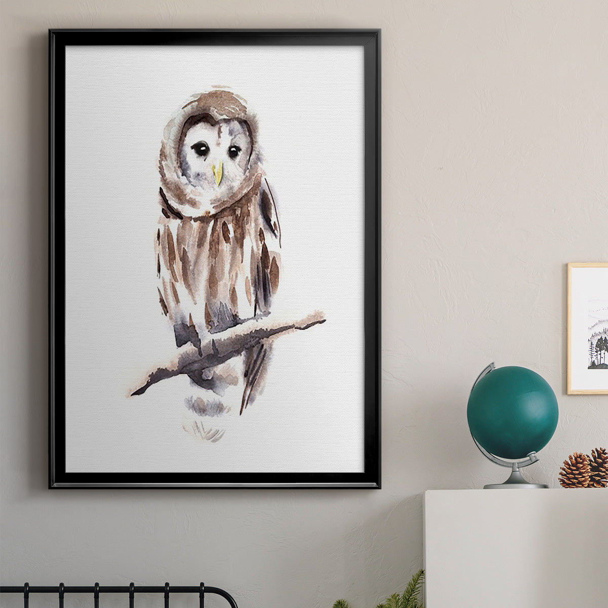 Barred Owl Impressions I - Modern Framed Canvas Print