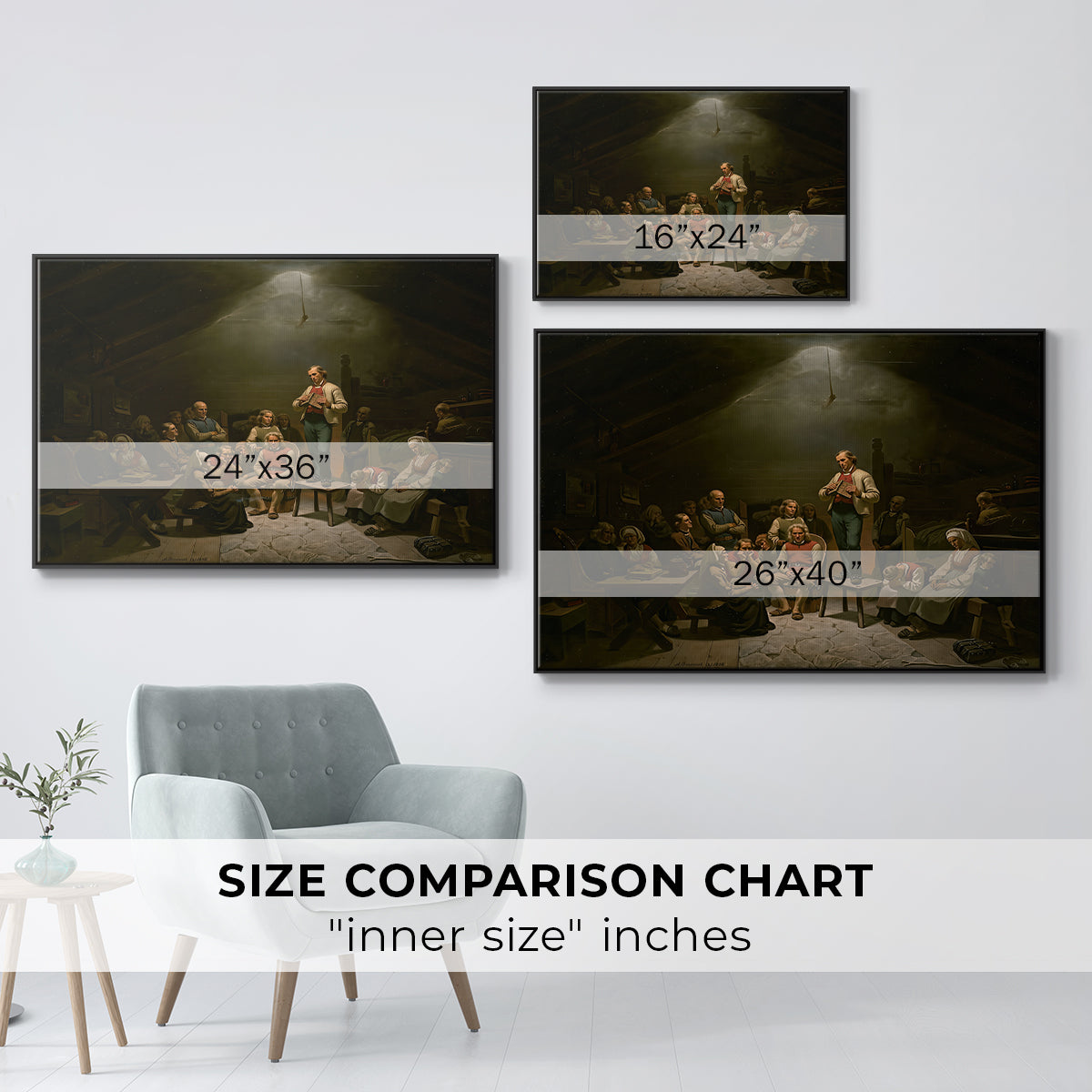 Low Church Devotion (Haugianerne), 1848 - Floater Framed Canvas Print