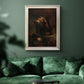 Classical religious portrait of Paul the Apostle by Rembrandt van Rijn in an ornate champagne frame displayed in a dark-toned interior setting.