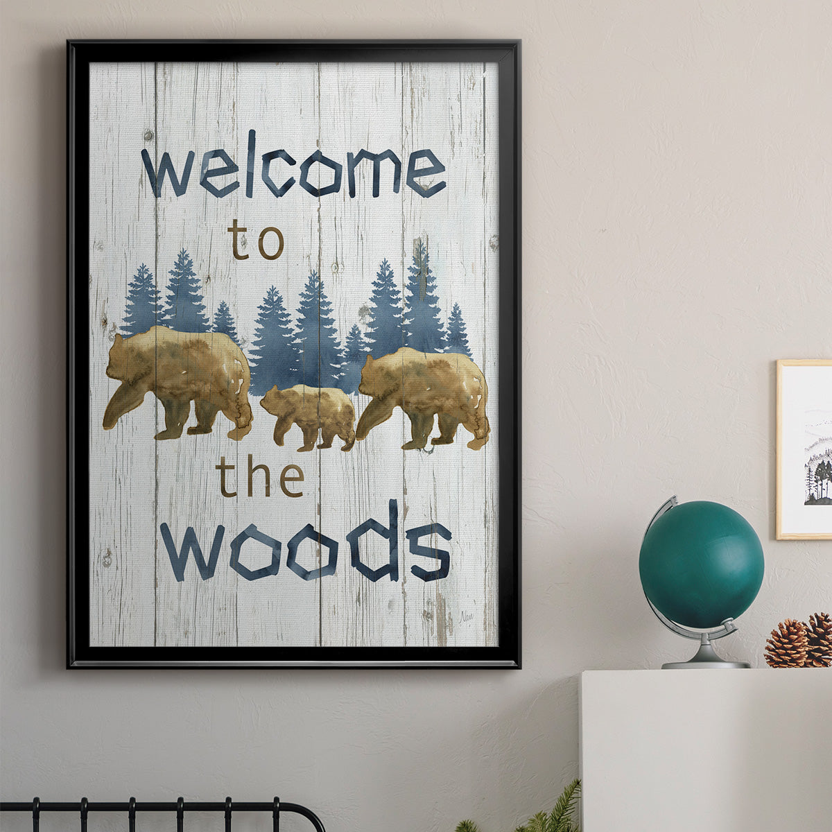 Welcome to the Woods - Modern Framed Canvas Print