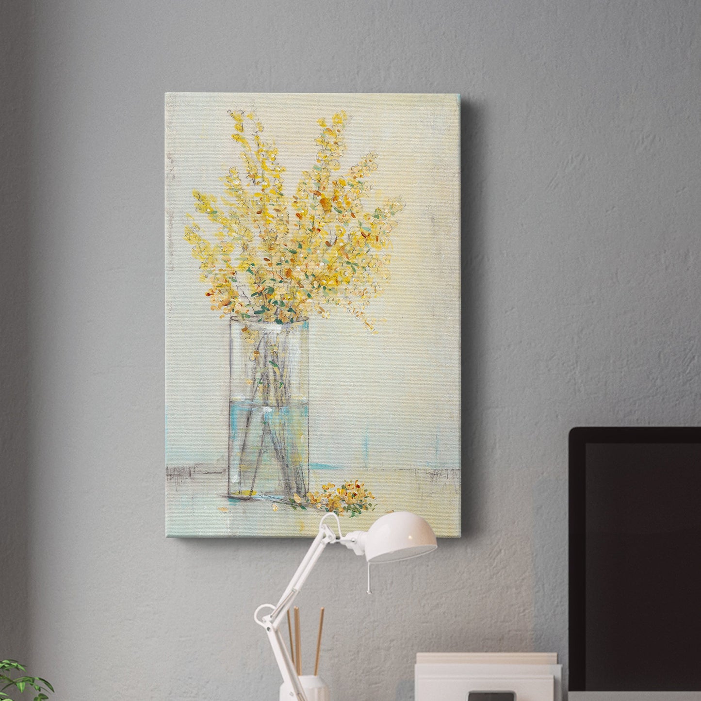 Yellow Spray in Vase II Premium Gallery Wrapped Canvas - Ready to Hang