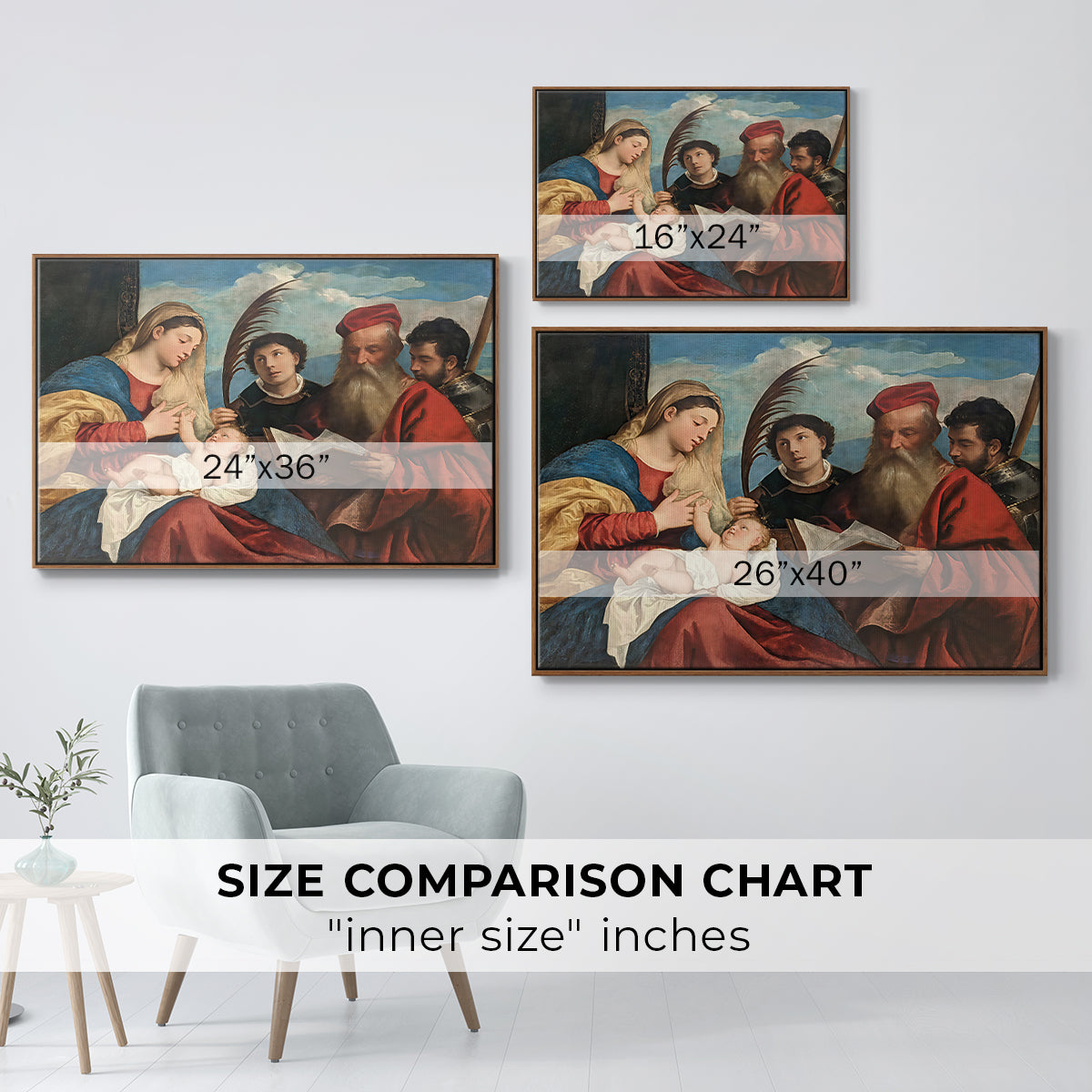 Mary and Child with Saints Stephen, Jerome and Maurice, c. 1510 - Floater Framed Canvas Print
