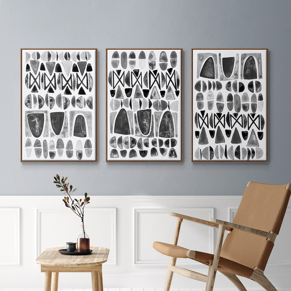 Grey Arches I - Floater Framed Canvas Set