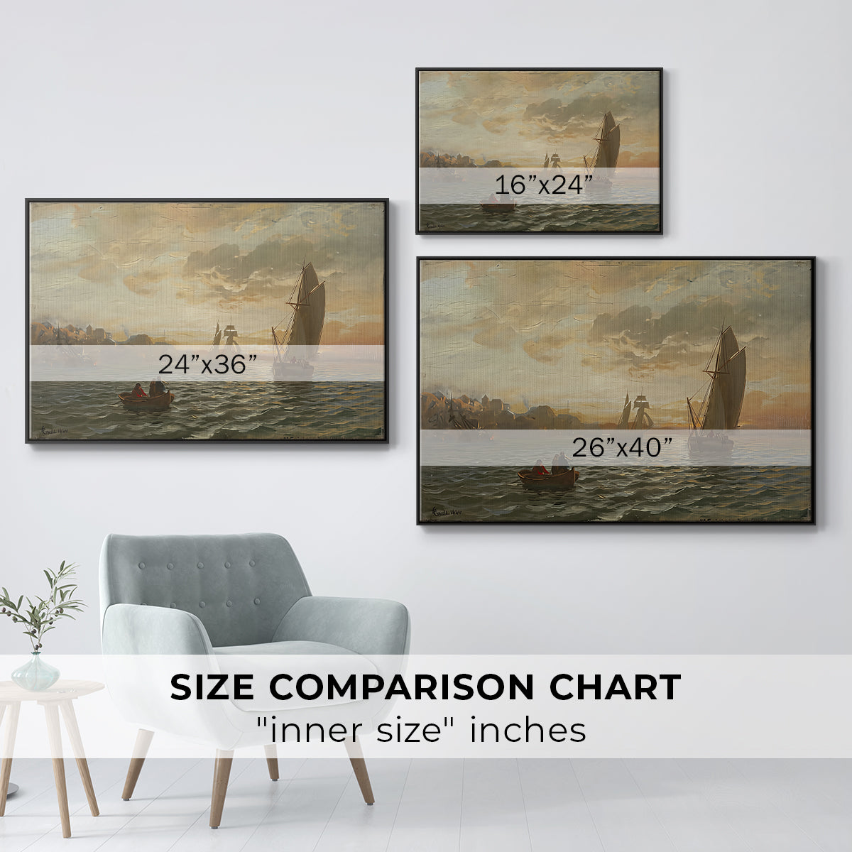 View from the Oslofjord, 1866 - Floater Framed Canvas Print