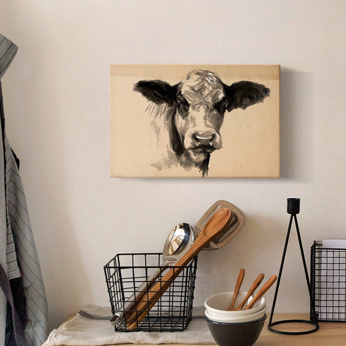 Charcoal Cow II - Canvas Art Print