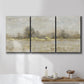 Three-panel canvas wall art featuring late season rural harvest fields, displayed in a bathroom above a bathtub.