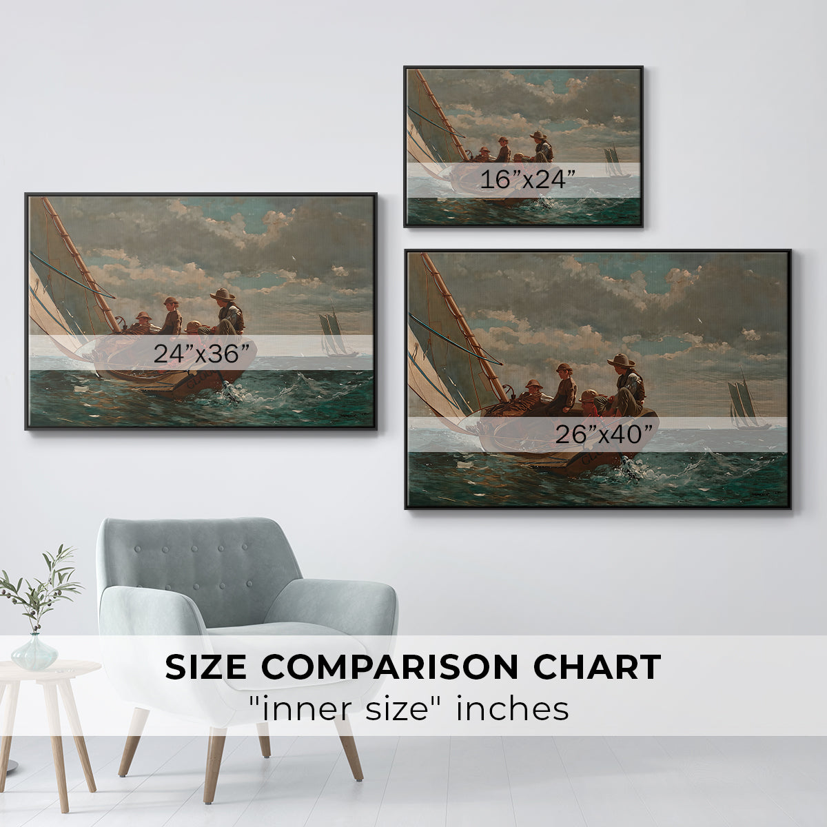 Breezing Up (A Fair Wind), 1873-1876 - Floater Framed Canvas Print