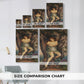 Size comparison chart for canvas art prints, showing multiple size options.