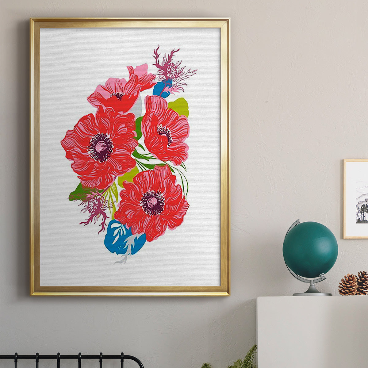 Brilliant Poppies I - Modern Framed Canvas Print