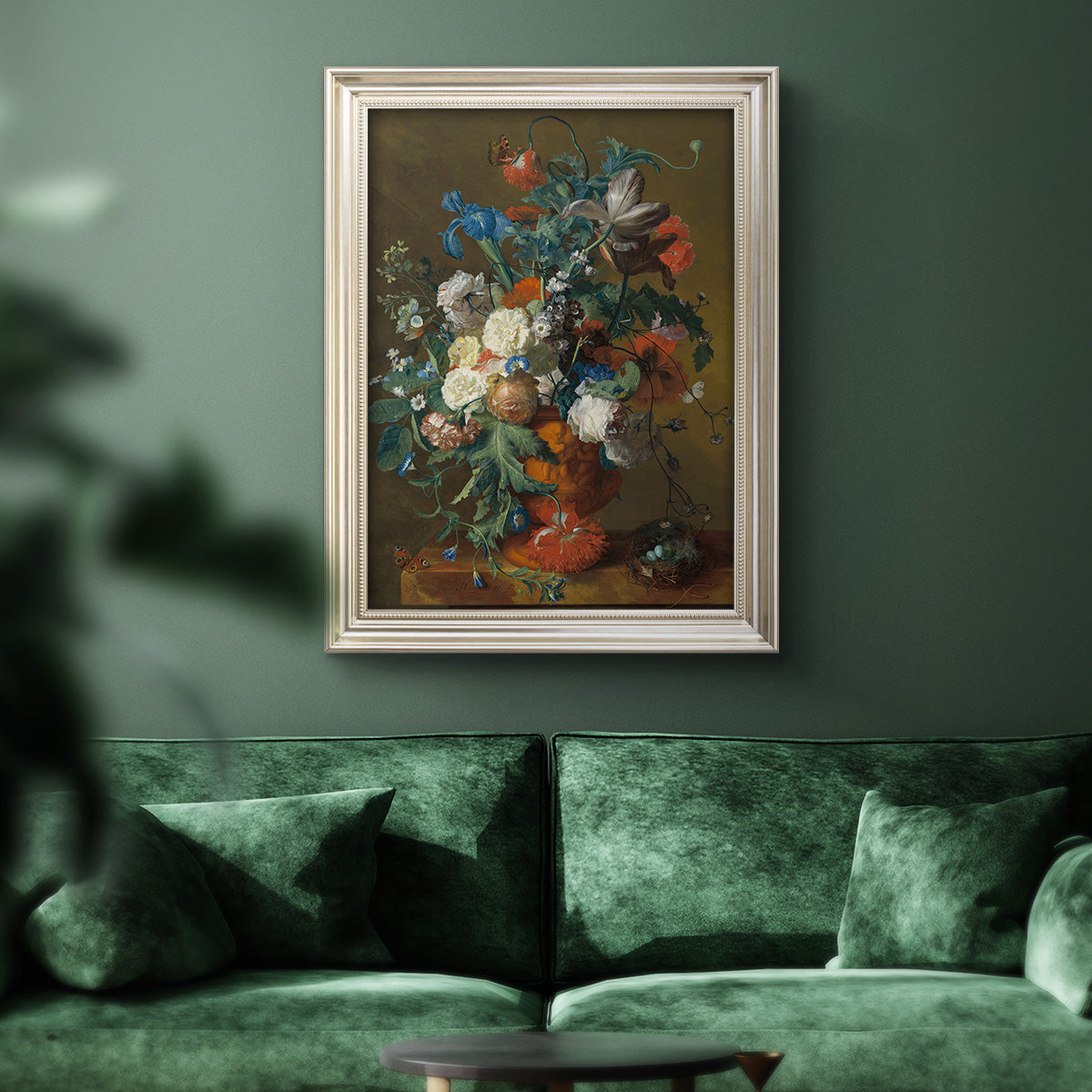 Flowers in an Urn - Ornate Framed Canvas Print