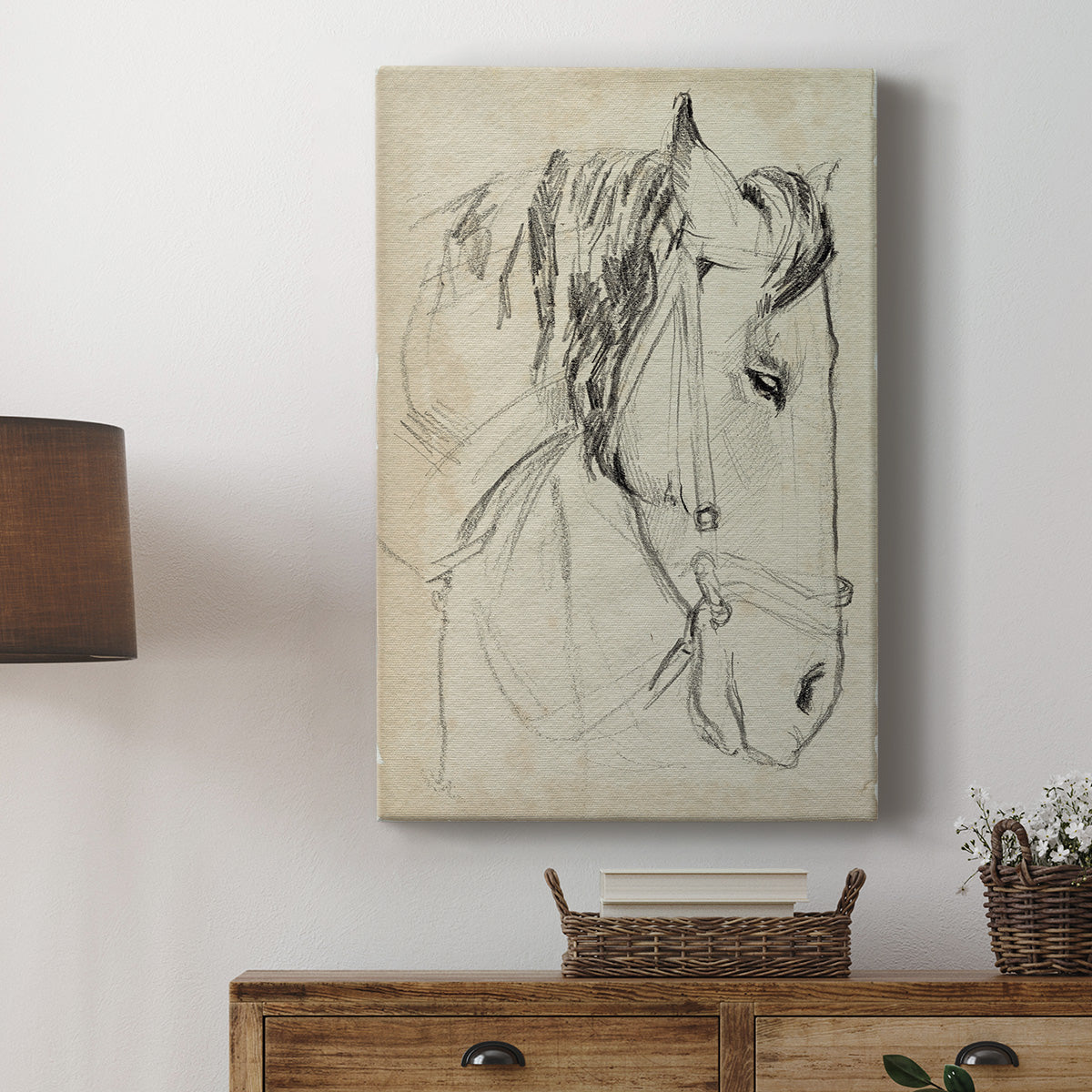 Horse in Bridle Sketch I - Canvas Art Print