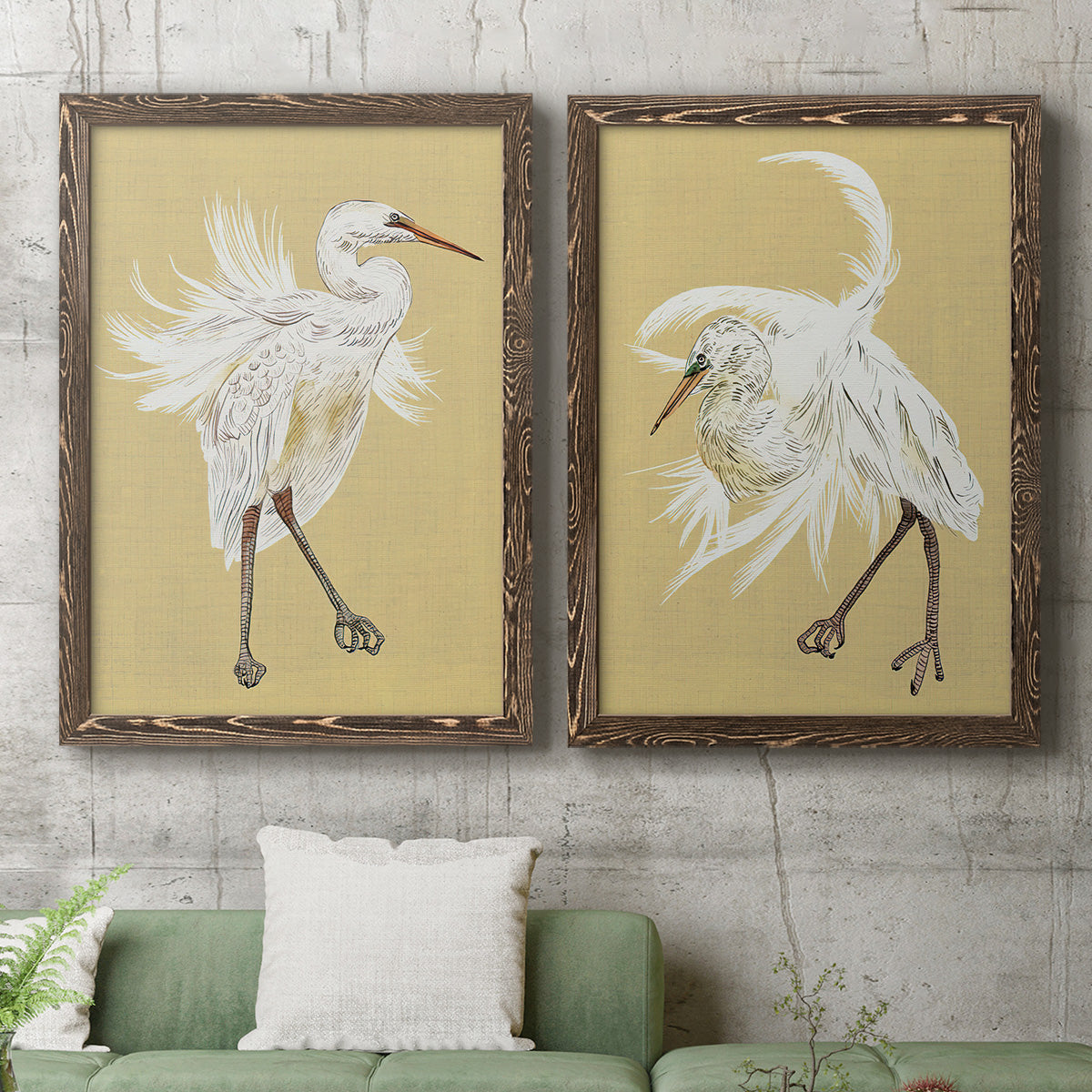 Heron Plumage V - Premium Framed Canvas 2 Piece Set - Ready to Hang