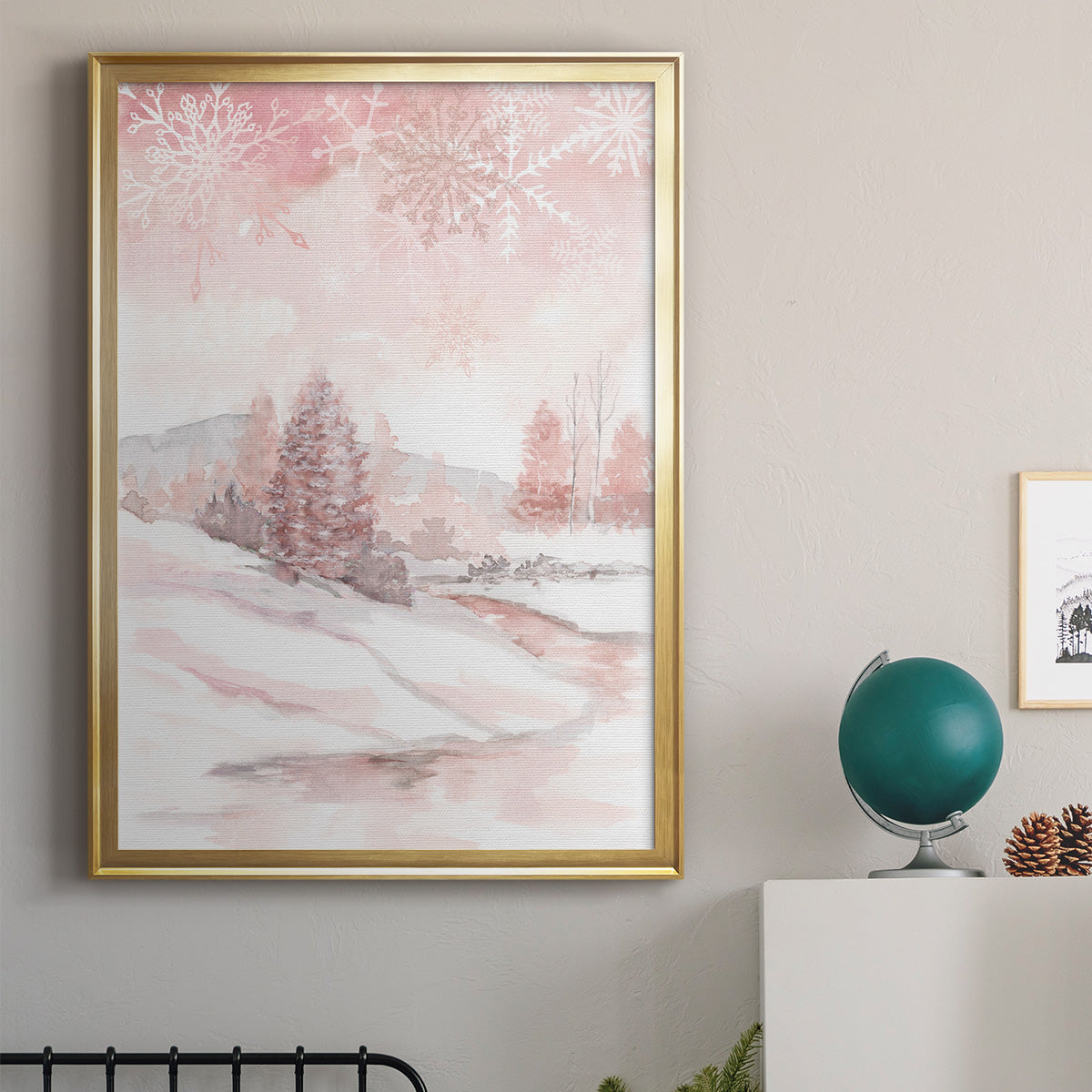 Blush Winter - Modern Framed Canvas Print