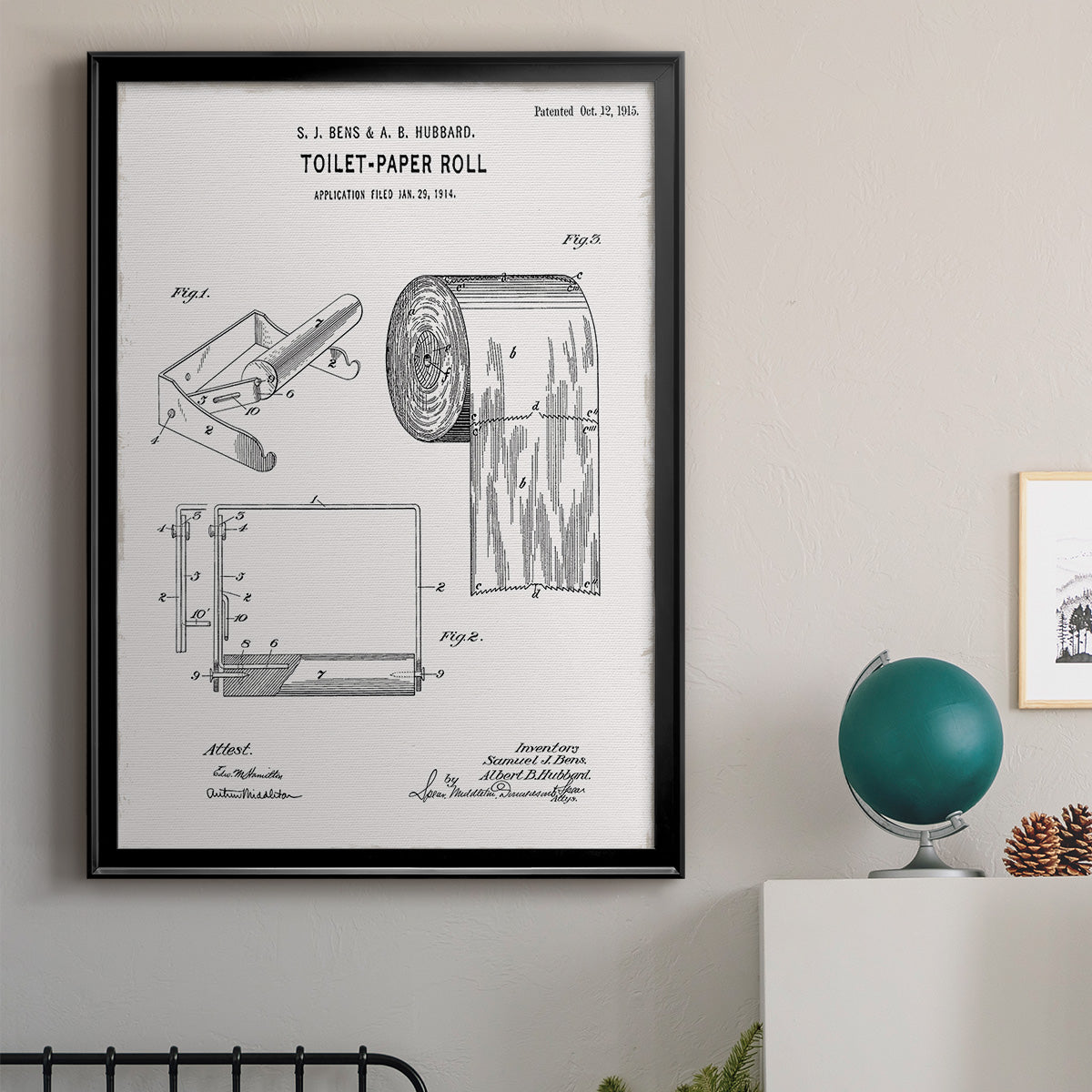 Toilet Paper Patent I - Modern Framed Canvas Print