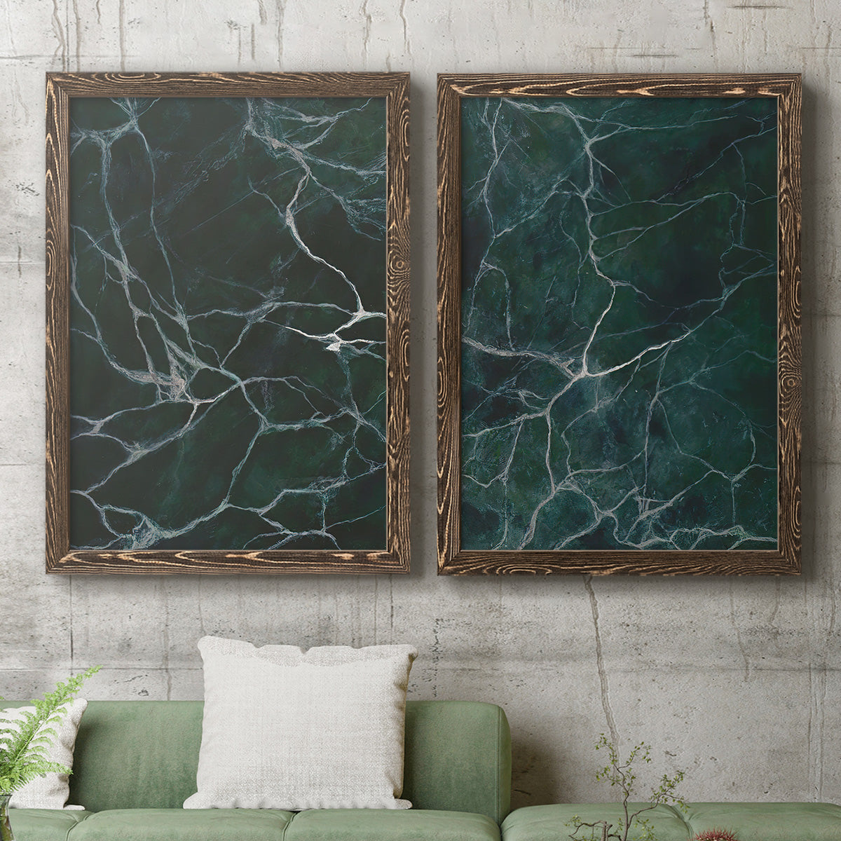 Jade Marble I - Premium Framed Canvas 2 Piece Set - Ready to Hang