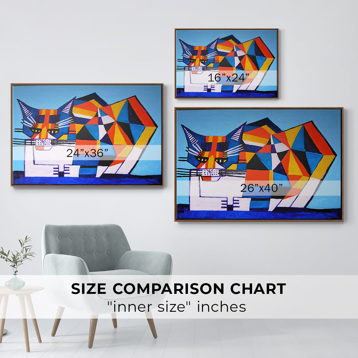 Cassie Thinking about Cubism - Floater Framed Canvas Print