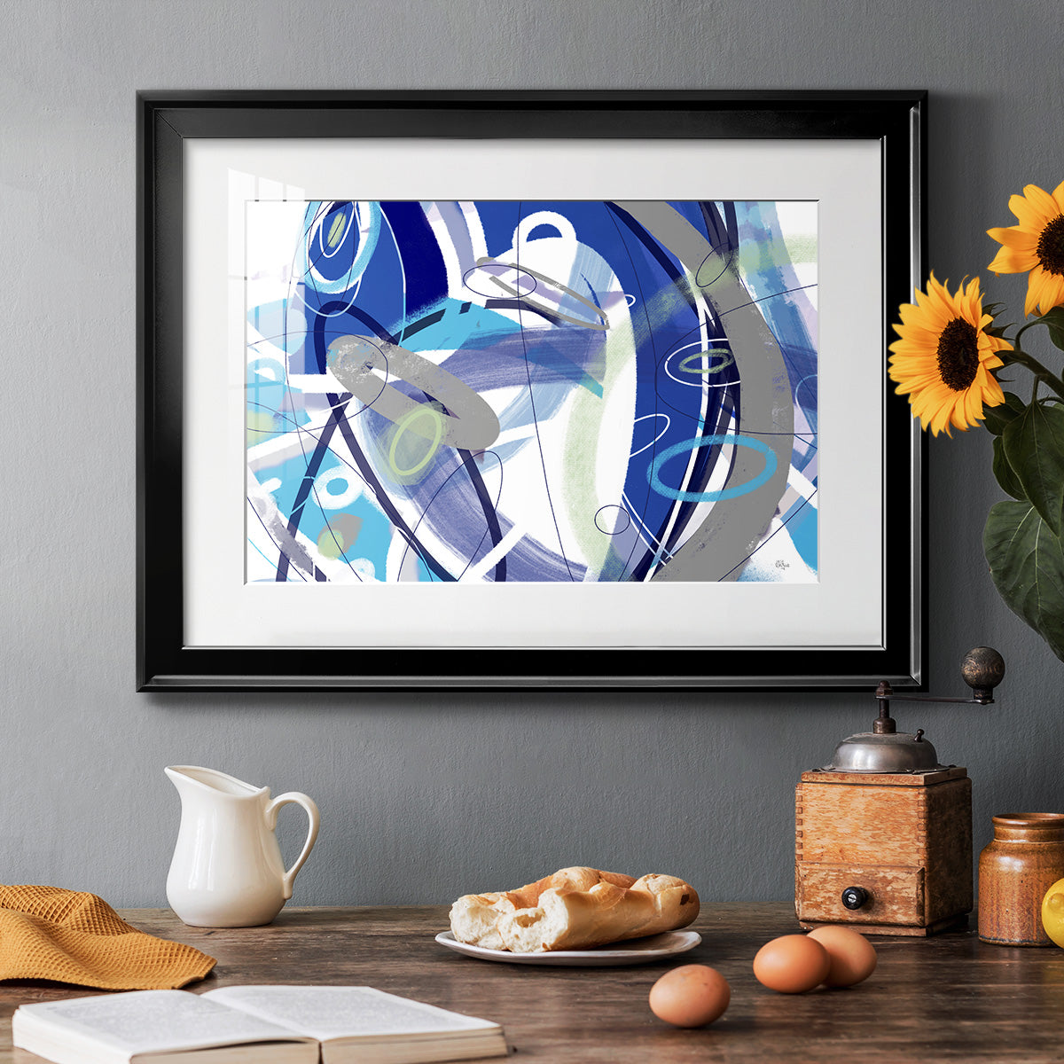 Blue Flow - Modern Framed Art Print