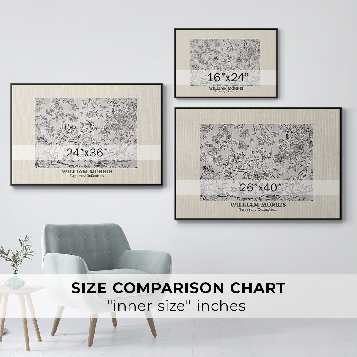 Fleurs, 1866 (Morris Inspired) - Floater Framed Canvas Print
