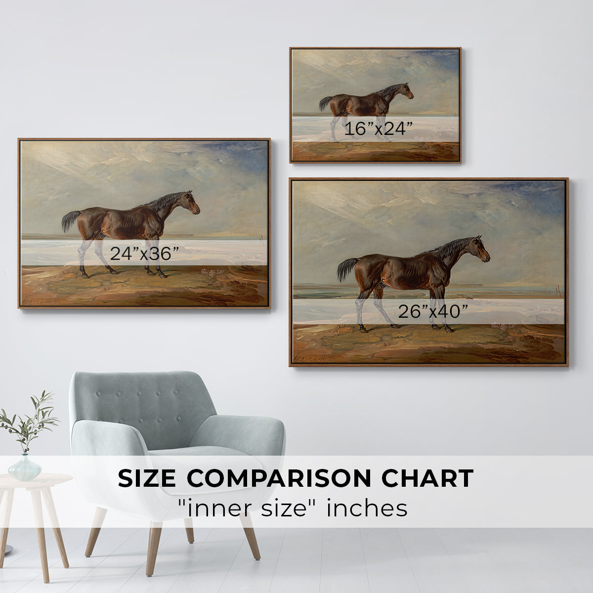 Dr. Syntax, a Bay Racehorse, Standing in a Coastal Landscape, an Estuary Beyond, c. 1820 - Floater Framed Canvas Print